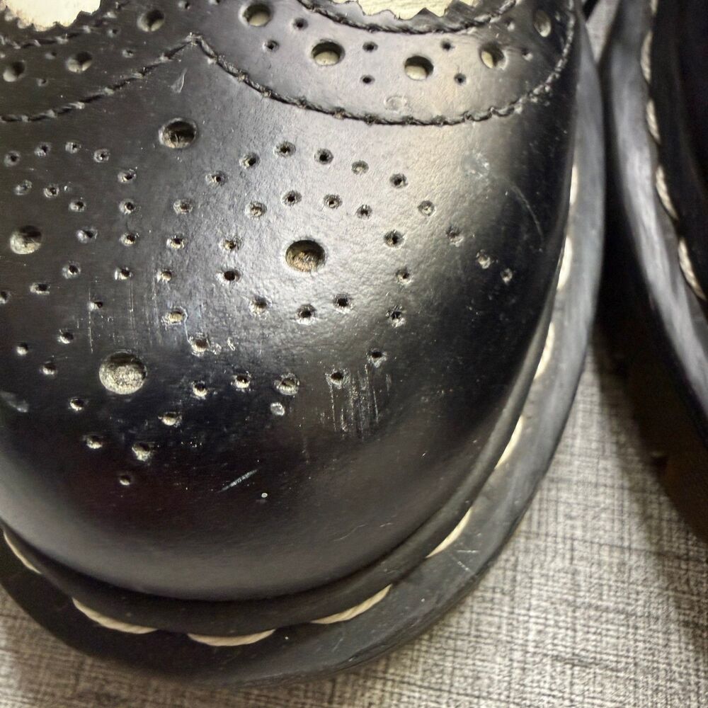 Dr. Martens 3989 Brogue Leather Wingtip Black White -Platform Oxford Men's US 8 - Picture 3 of 11